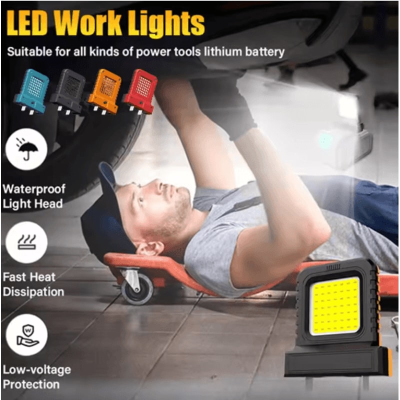 Universal High Brightness LED Work Light Power Tool Floodlight For Makita Battery Case 7