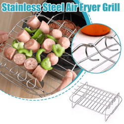 air fryer rack with 4 skewers stainless steel kebab and grill rack for even cooking