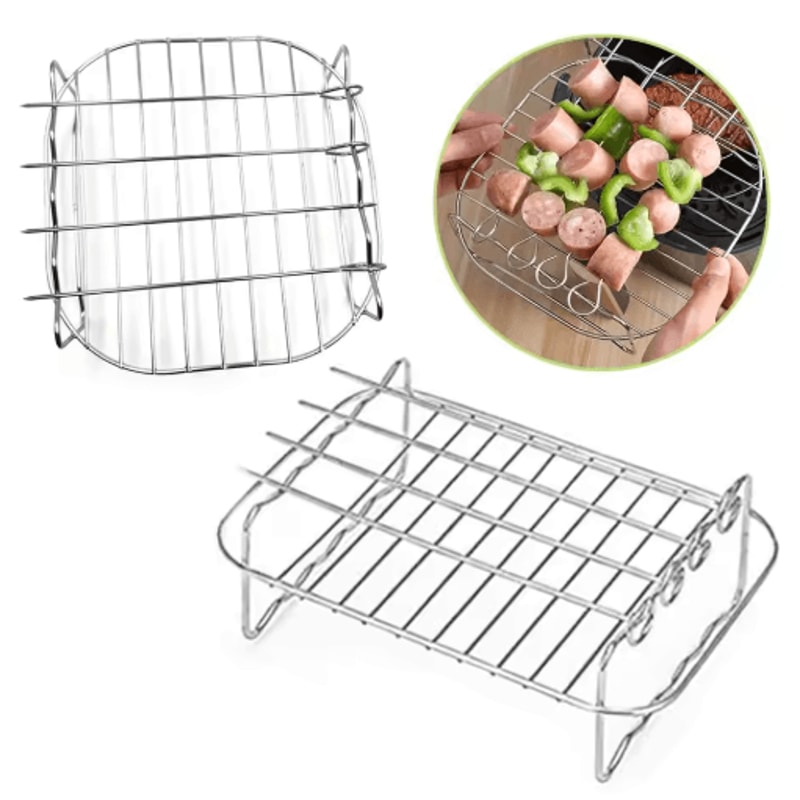 Air Fryer Rack With 4 Skewers Stainless Steel Kebab And Grill Rack For Even Cooking 7