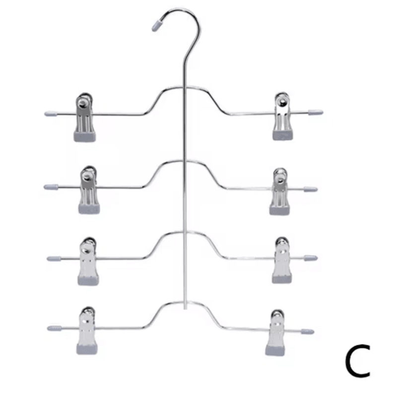 4 Tier Space Saving Pants Hangers Closet Organizer With Clips For Pants Skirts And Scarves 1