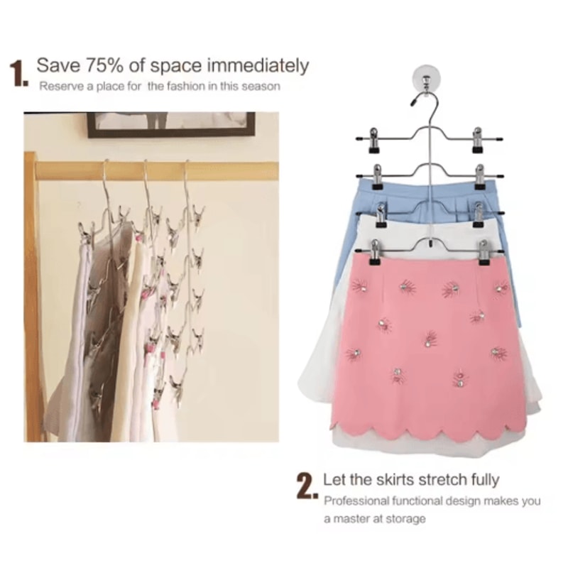 4 Tier Space Saving Pants Hangers Closet Organizer With Clips For Pants Skirts And Scarves 5