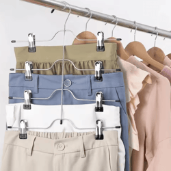 4 tier space saving pants hangers closet organizer with clips for pants skirts and scarves