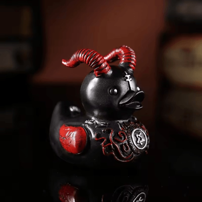 Gothic Satan Duck Statue Punk Rock Duck Figurine Tabletop Collectible Decor 10