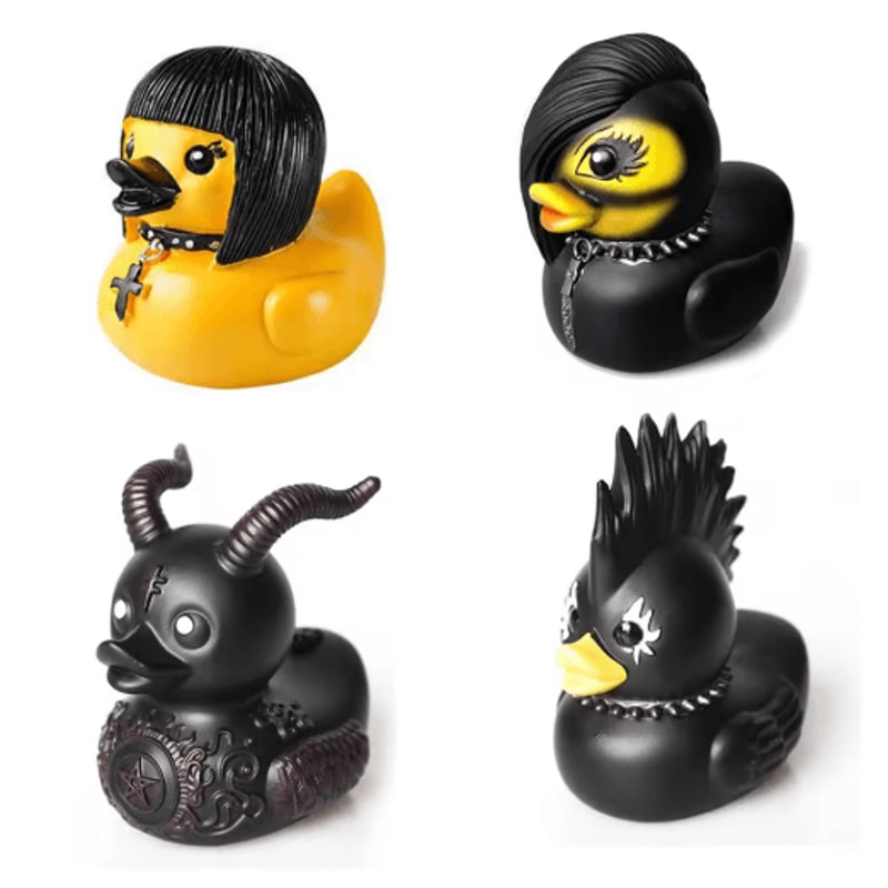 Gothic Satan Duck Statue Punk Rock Duck Figurine Tabletop Collectible Decor 0