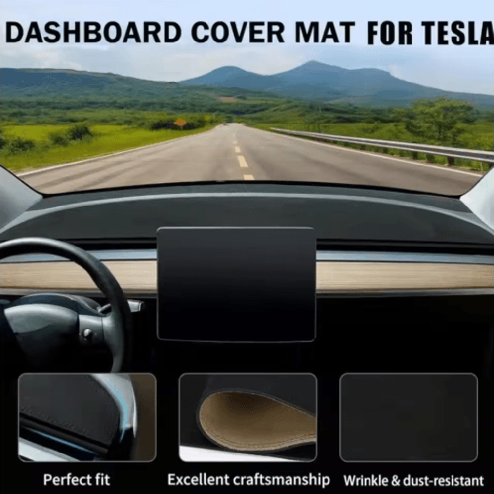 Suede Dashboard Cover For Tesla Model 3 And Model Y Anti UV Non Slip Dash Mat Interior Accessory 7