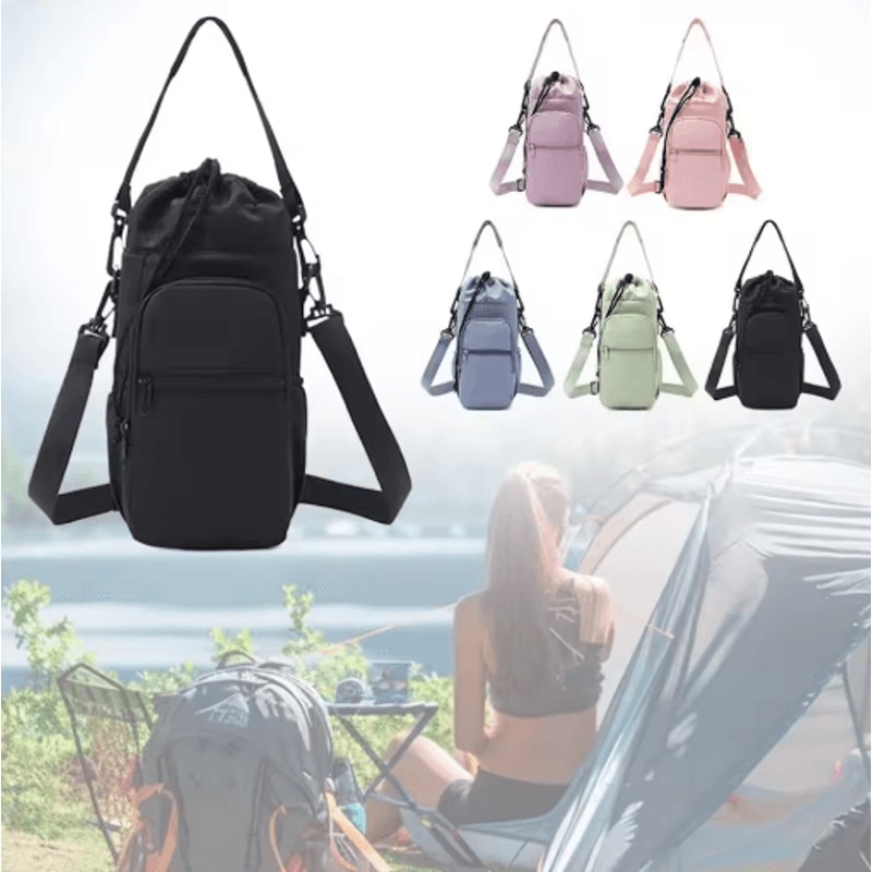 Insulated Water Bottle Carrier Sling Bag 32oz 40oz Crossbody Holder With Phone Pocket 6