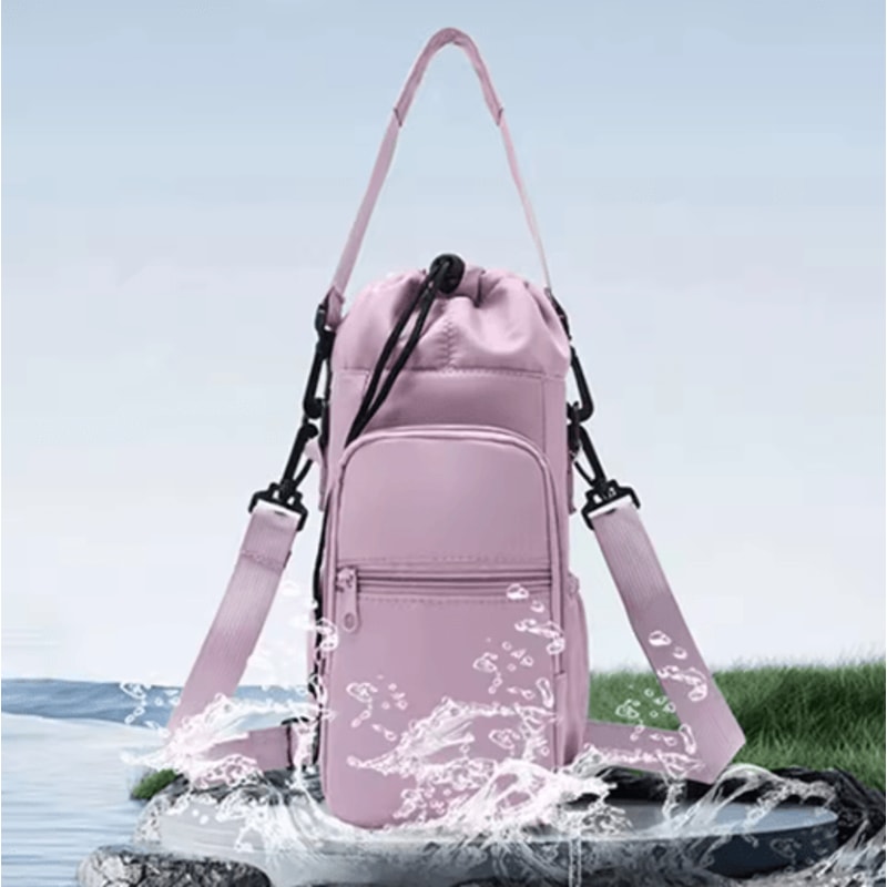 Insulated Water Bottle Carrier Sling Bag 32oz 40oz Crossbody Holder With Phone Pocket 9