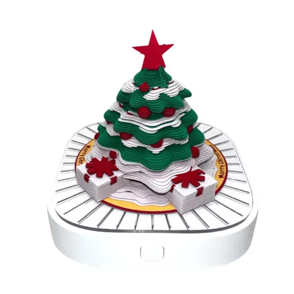 3D Tear Away Time Piece Calendar Panoramic Christmas Tree Paper Carving Desk Calendar With LED Ligh 1