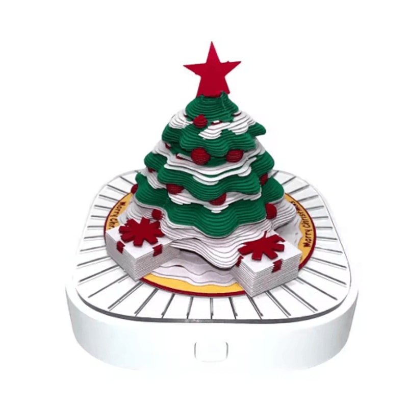 3D Tear Away Time Piece Calendar Panoramic Christmas Tree Paper Carving Desk Calendar With LED Ligh 1