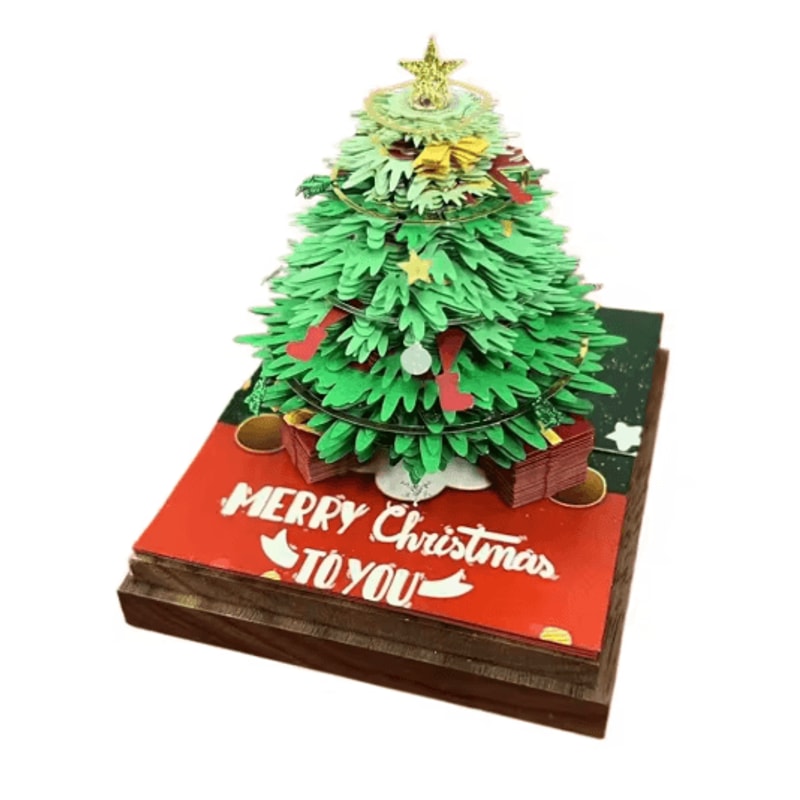 3D Tear Away Time Piece Calendar Panoramic Christmas Tree Paper Carving Desk Calendar With LED Ligh 2