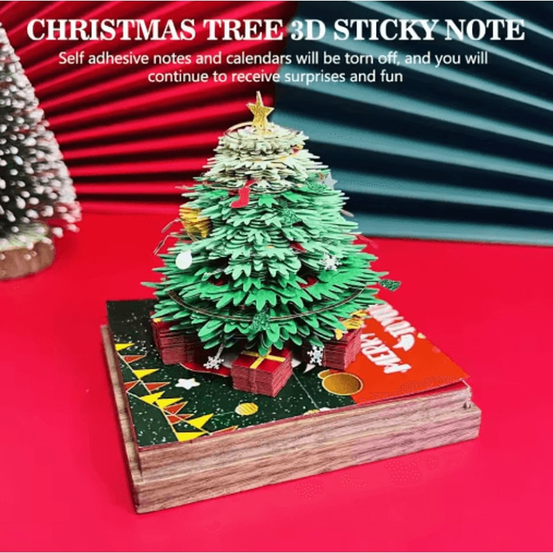3D Tear Away Time Piece Calendar Panoramic Christmas Tree Paper Carving Desk Calendar With LED Ligh 4