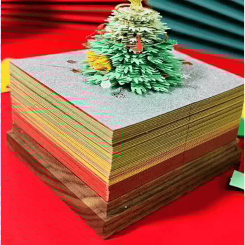 3D Tear Away Time Piece Calendar Panoramic Christmas Tree Paper Carving Desk Calendar With LED Ligh 5