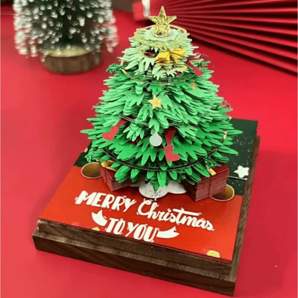 3D Tear Away Time Piece Calendar Panoramic Christmas Tree Paper Carving Desk Calendar With LED Ligh 7