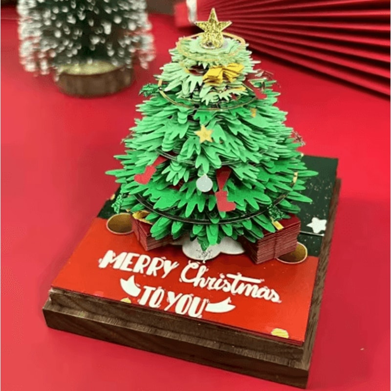 3D Tear Away Time Piece Calendar Panoramic Christmas Tree Paper Carving Desk Calendar With LED Ligh 7