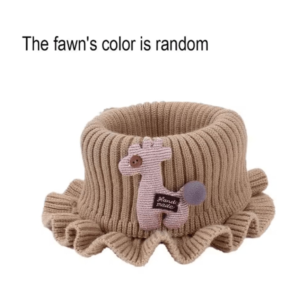 Kids Knitted Giraffe Scarf Collar Cartoon Ruffle Neck Warmer Detachable Dickey 1