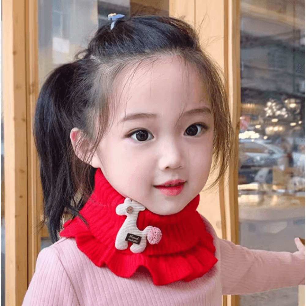 Kids Knitted Giraffe Scarf Collar Cartoon Ruffle Neck Warmer Detachable Dickey 10