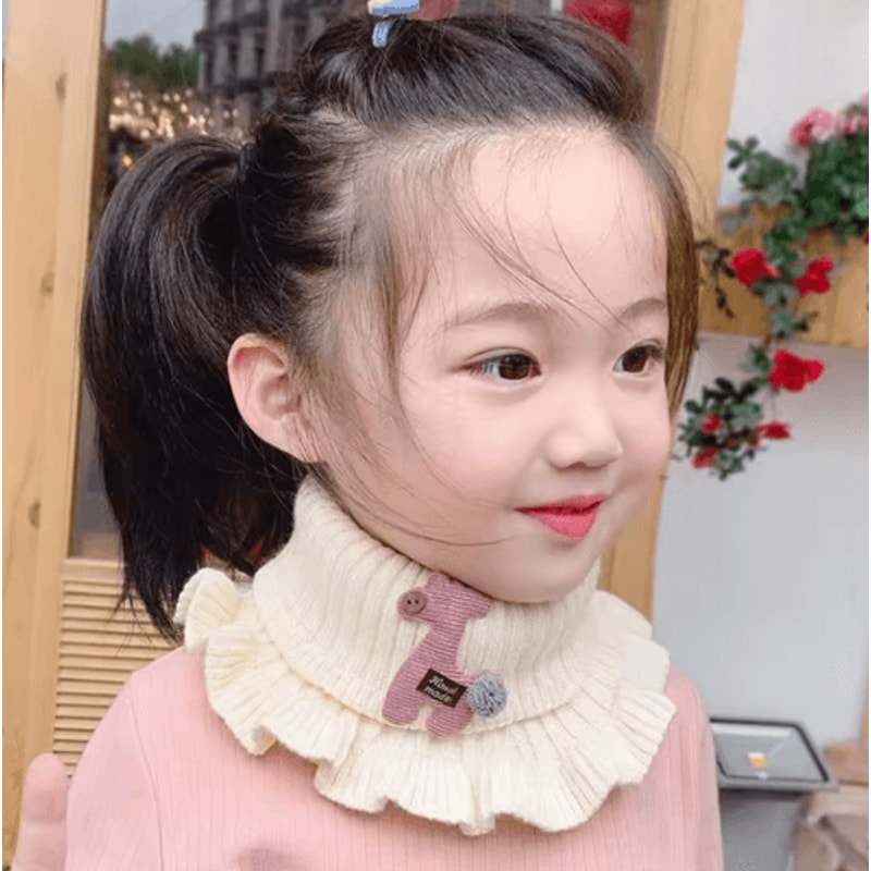 Kids Knitted Giraffe Scarf Collar Cartoon Ruffle Neck Warmer Detachable Dickey 11