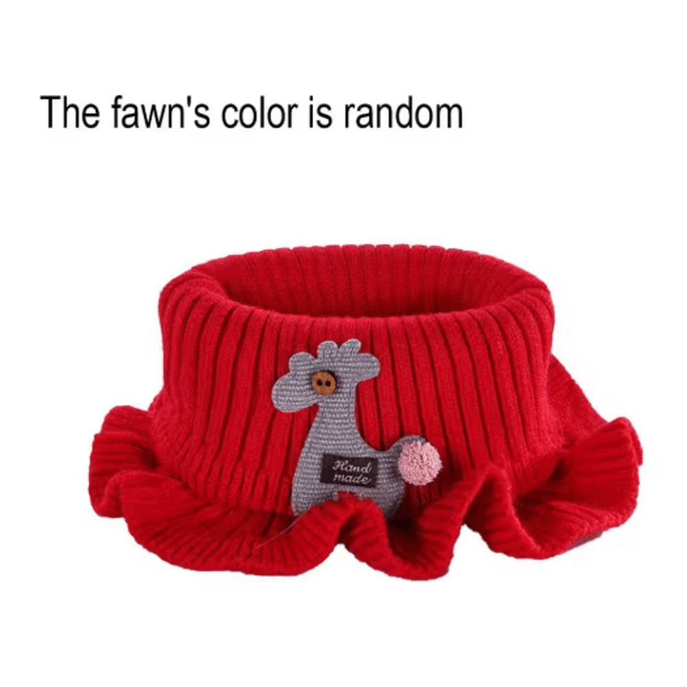 Kids Knitted Giraffe Scarf Collar Cartoon Ruffle Neck Warmer Detachable Dickey 2