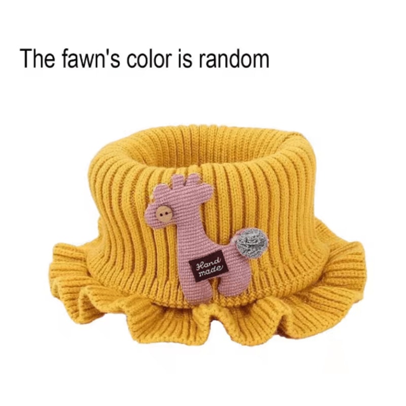 Kids Knitted Giraffe Scarf Collar Cartoon Ruffle Neck Warmer Detachable Dickey 3