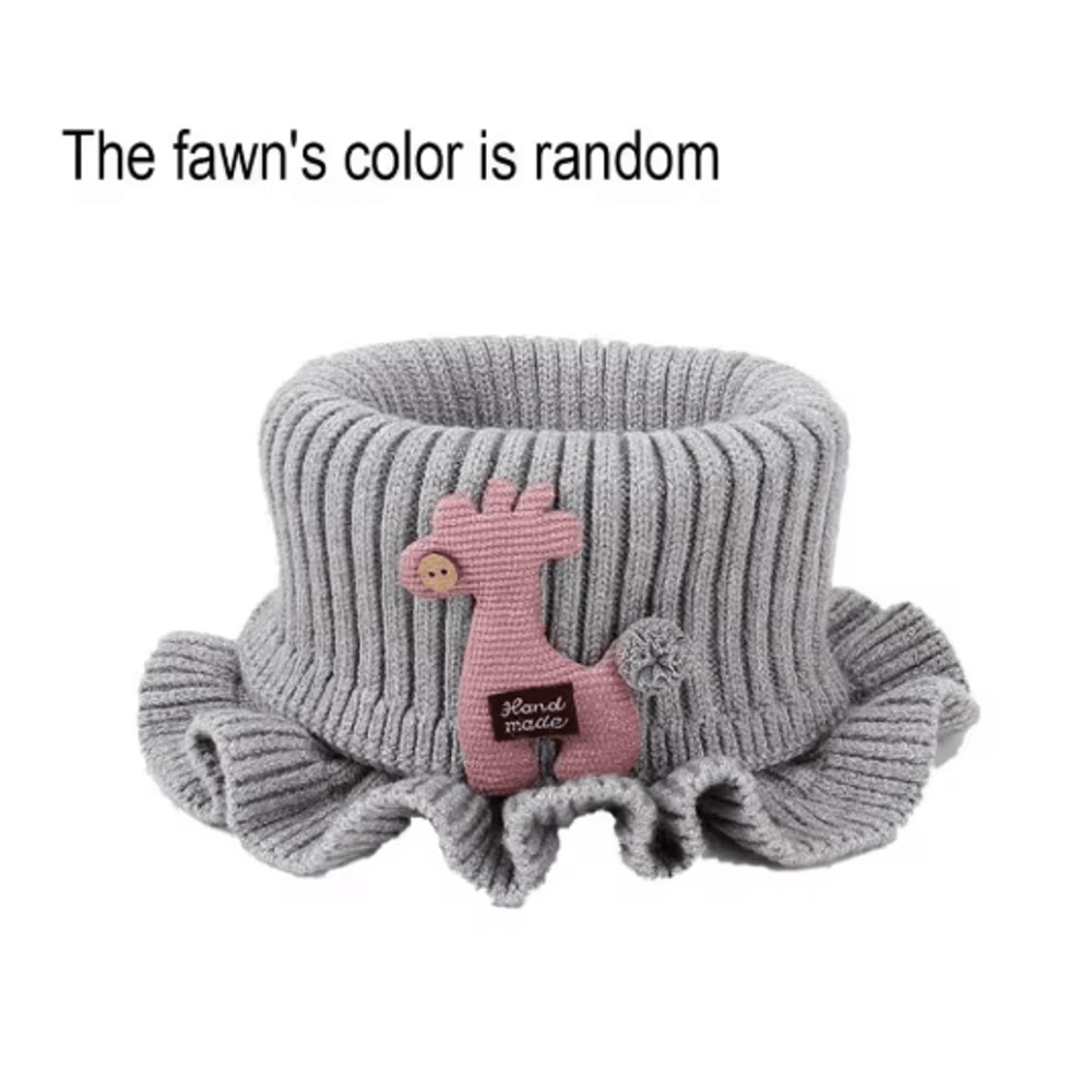 Kids Knitted Giraffe Scarf Collar Cartoon Ruffle Neck Warmer Detachable Dickey 4