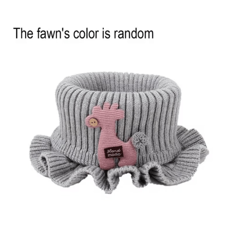 Kids Knitted Giraffe Scarf Collar Cartoon Ruffle Neck Warmer Detachable Dickey 4