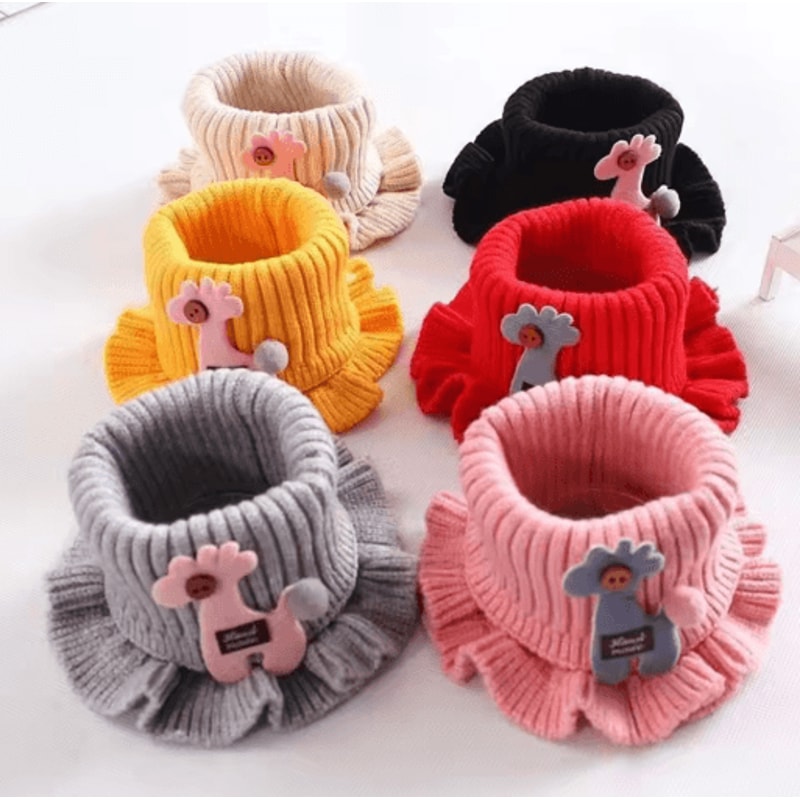 Kids Knitted Giraffe Scarf Collar Cartoon Ruffle Neck Warmer Detachable Dickey 8