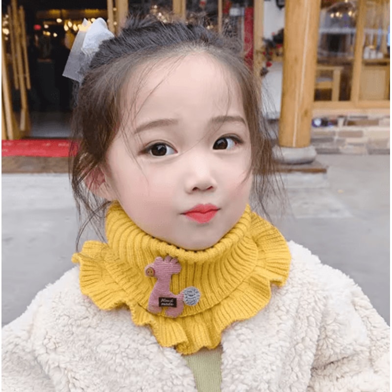 Kids Knitted Giraffe Scarf Collar Cartoon Ruffle Neck Warmer Detachable Dickey 12