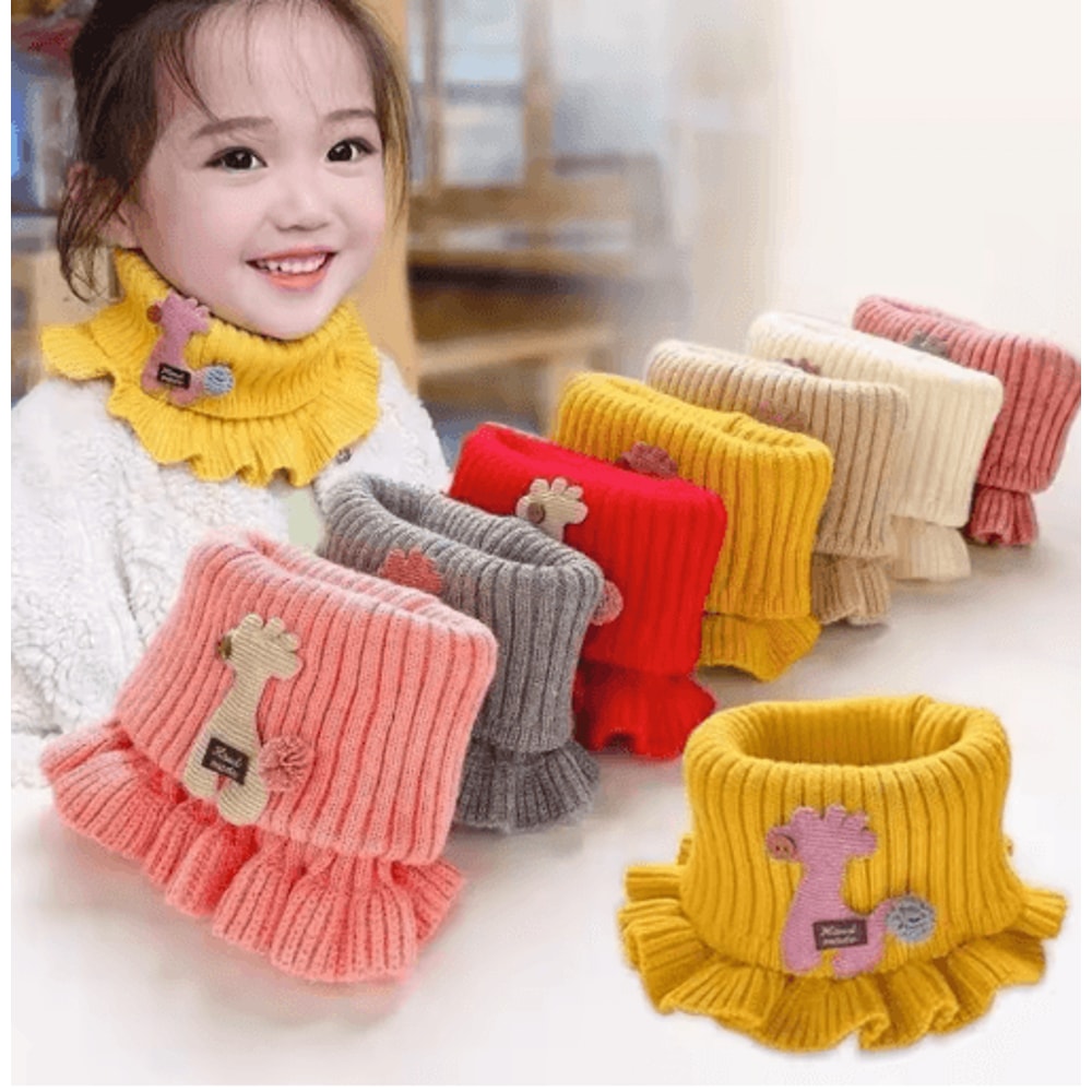 Kids Knitted Giraffe Scarf Collar Cartoon Ruffle Neck Warmer Detachable Dickey 0