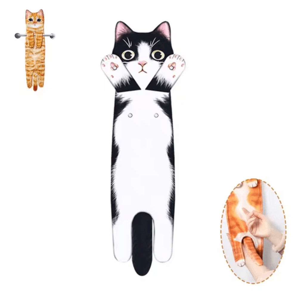 Funny Cat Hand Towel Cute Hanging Kitchen And Bathroom Towel For Cat Lovers 2