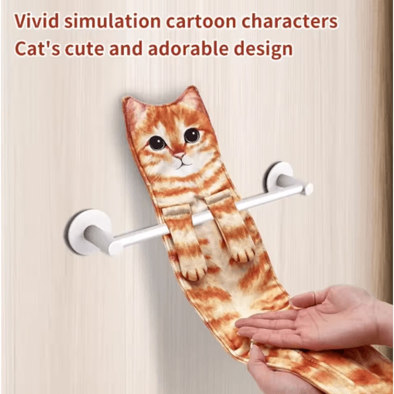 Funny Cat Hand Towel Cute Hanging Kitchen And Bathroom Towel For Cat Lovers 9