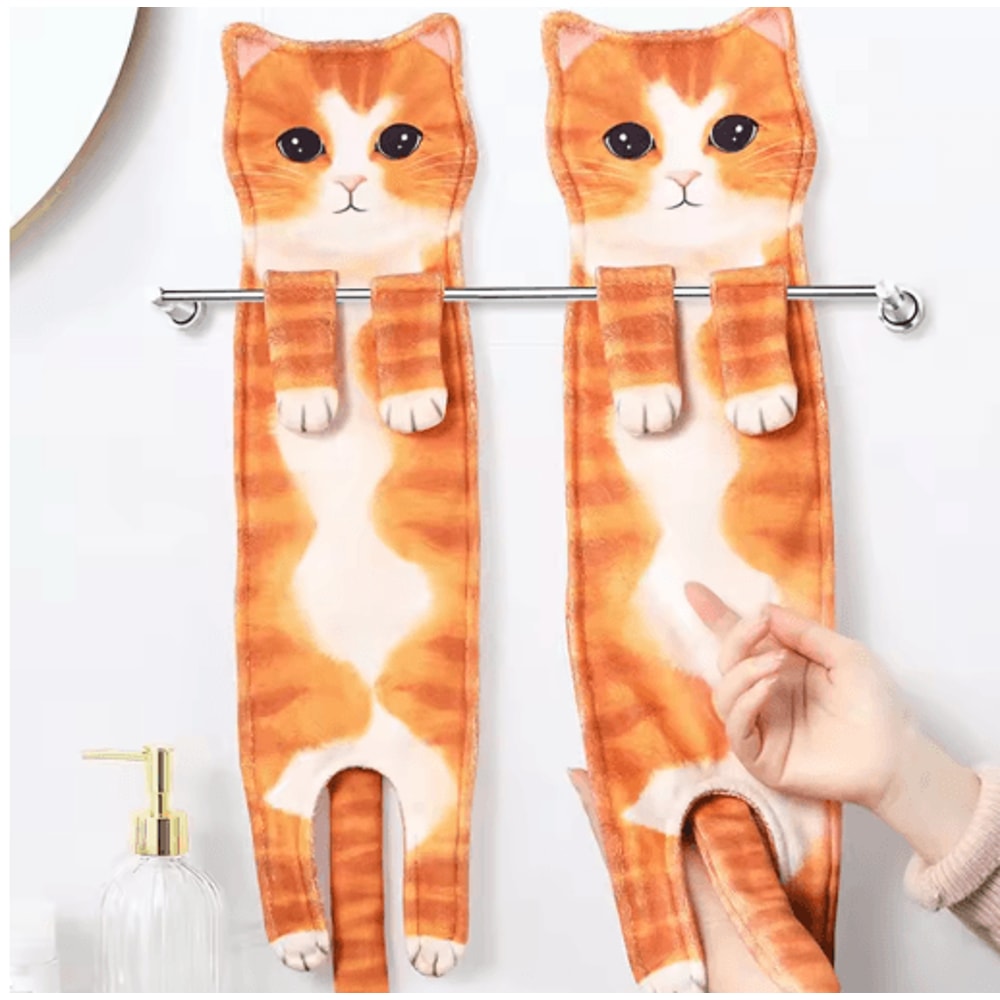 Funny Cat Hand Towel Cute Hanging Kitchen And Bathroom Towel For Cat Lovers 10