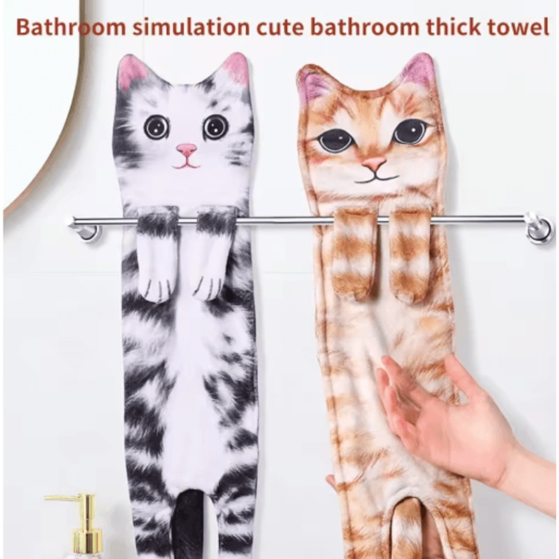 Funny Cat Hand Towel Cute Hanging Kitchen And Bathroom Towel For Cat Lovers 12