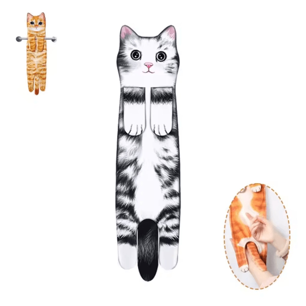 Funny Cat Hand Towel Cute Hanging Kitchen And Bathroom Towel For Cat Lovers 3