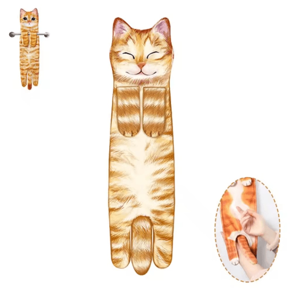 Funny Cat Hand Towel Cute Hanging Kitchen And Bathroom Towel For Cat Lovers 4