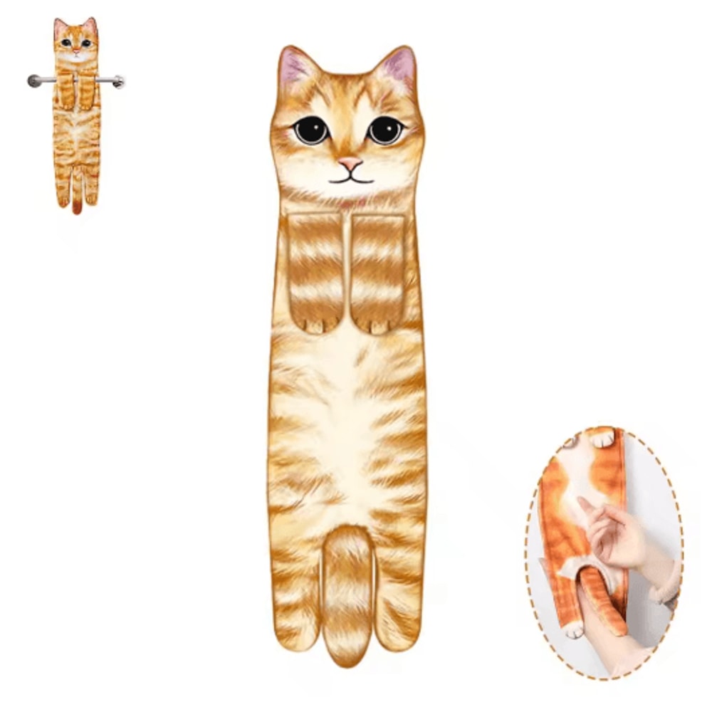Funny Cat Hand Towel Cute Hanging Kitchen And Bathroom Towel For Cat Lovers 6