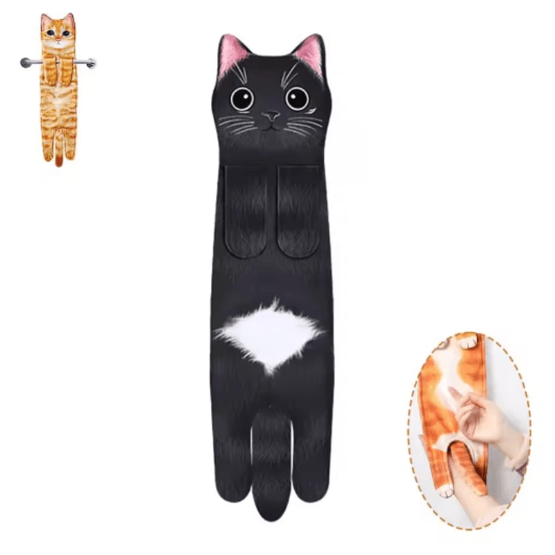 Funny Cat Hand Towel Cute Hanging Kitchen And Bathroom Towel For Cat Lovers 7