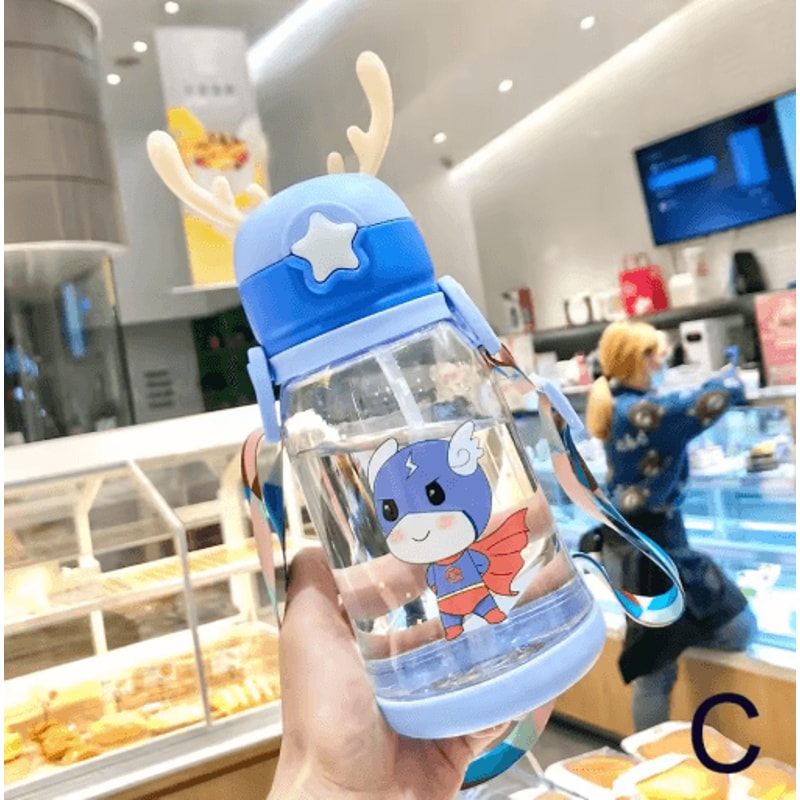 Cartoon Kids Water Bottle 500ml Leak Proof Straw Bottle With Pop Up Spout For School And Sports 2