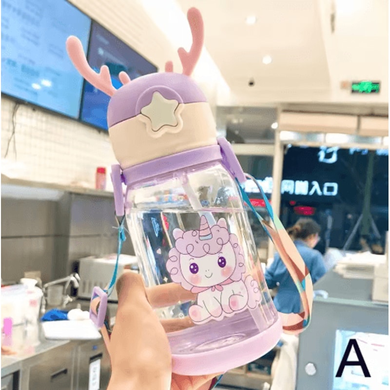 Cartoon Kids Water Bottle 500ml Leak Proof Straw Bottle With Pop Up Spout For School And Sports 4
