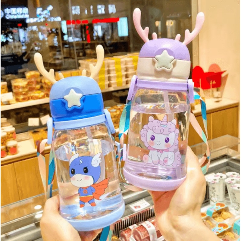 Cartoon Kids Water Bottle 500ml Leak Proof Straw Bottle With Pop Up Spout For School And Sports 8