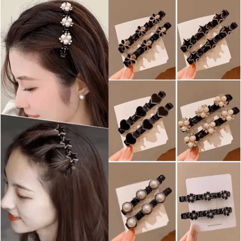 Sparkling Crystal Rhinestone Clover Hair Clips Braided Hairpins For Women And Girls 11