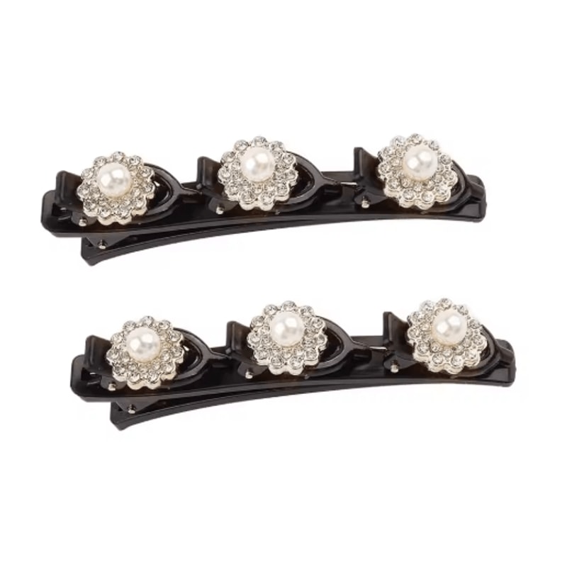 Sparkling Crystal Rhinestone Clover Hair Clips Braided Hairpins For Women And Girls 3