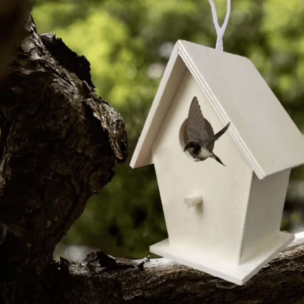 Hanging Wooden Bird House Unpainted DIY Bird Feeder And Craft Birdhouse 1 Tp 2 PCS 7