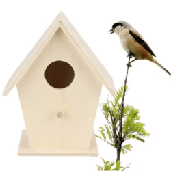 hanging wooden bird house unpainted diy bird feeder and craft birdhouse 1 tp 2 pcs