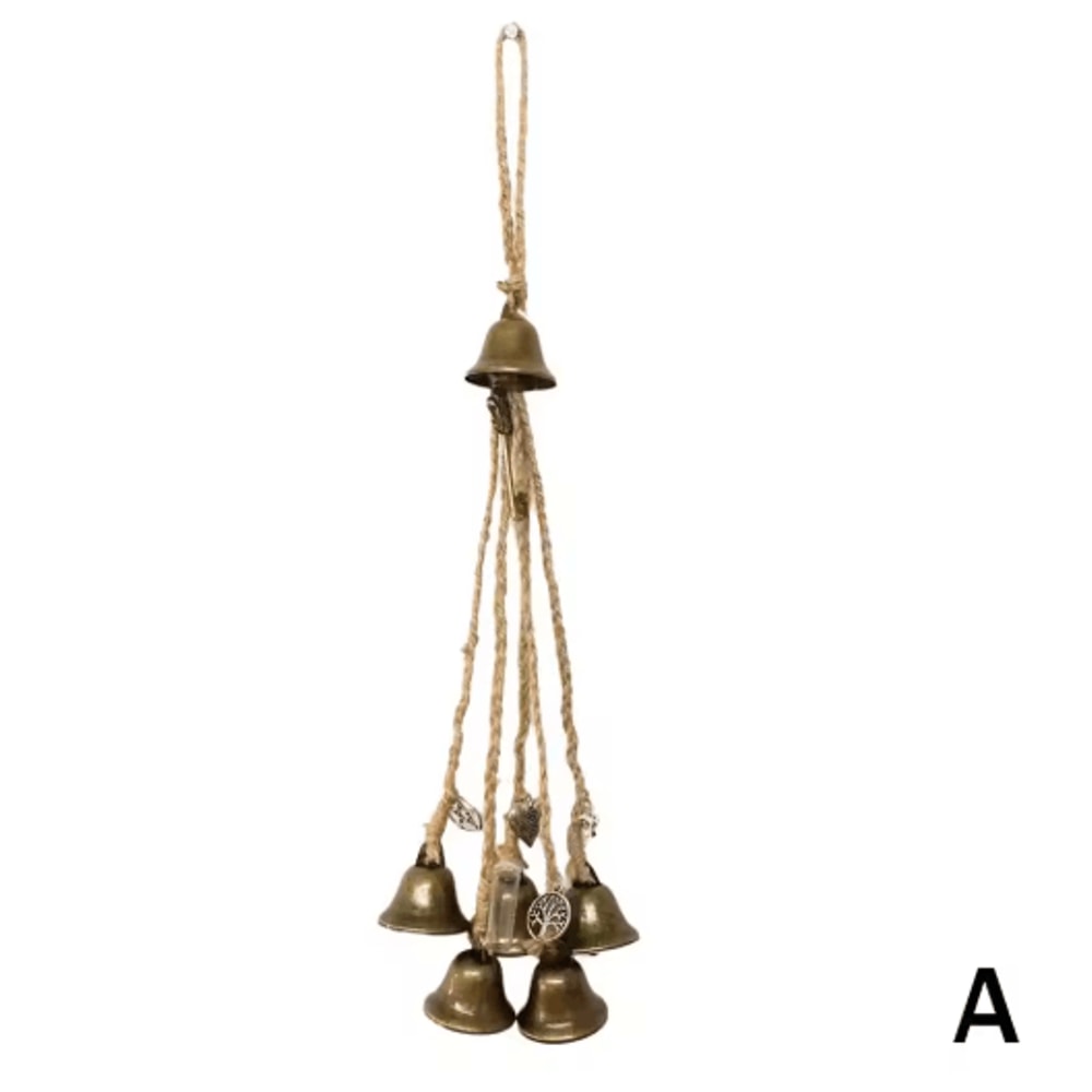6 Bells Witch Wind Chimes Handmade Hanging Witch Bells Door Wreath For Protection And Decor 1