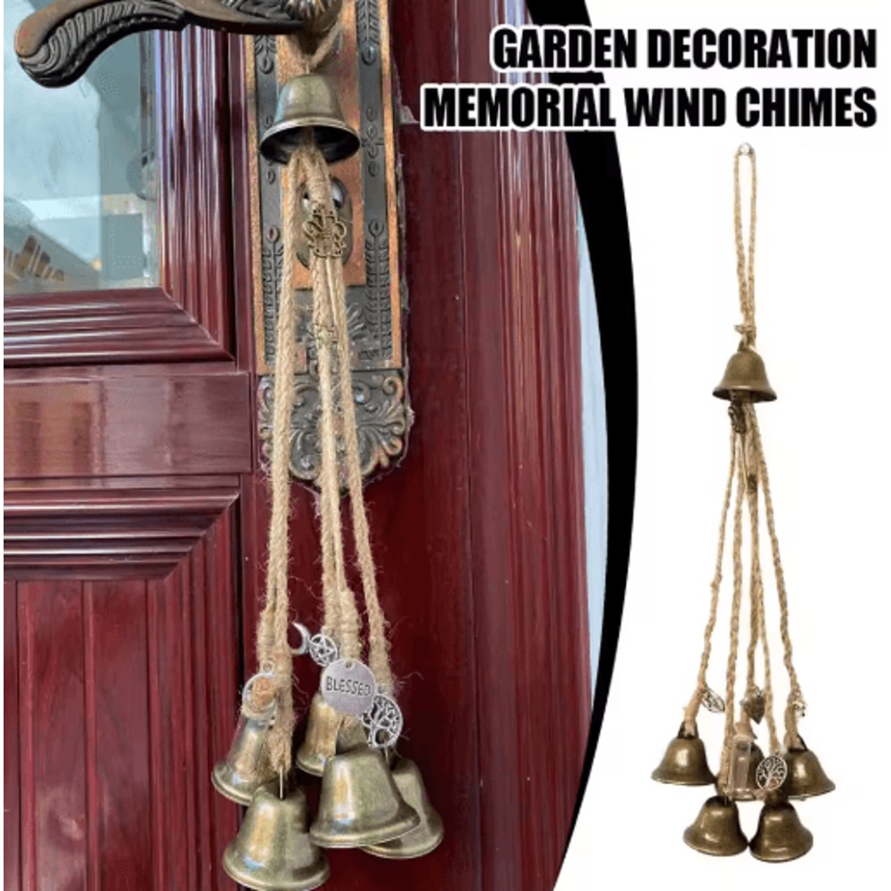 6 Bells Witch Wind Chimes Handmade Hanging Witch Bells Door Wreath For Protection And Decor 0