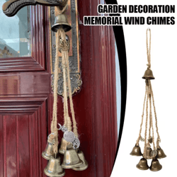 6 bells witch wind chimes handmade hanging witch bells door wreath for protection and decor