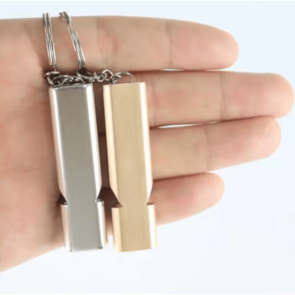Emergency Whistle Keychain Aluminum Alloy Double Hole Survival Whistle For Outdoor Safety 12