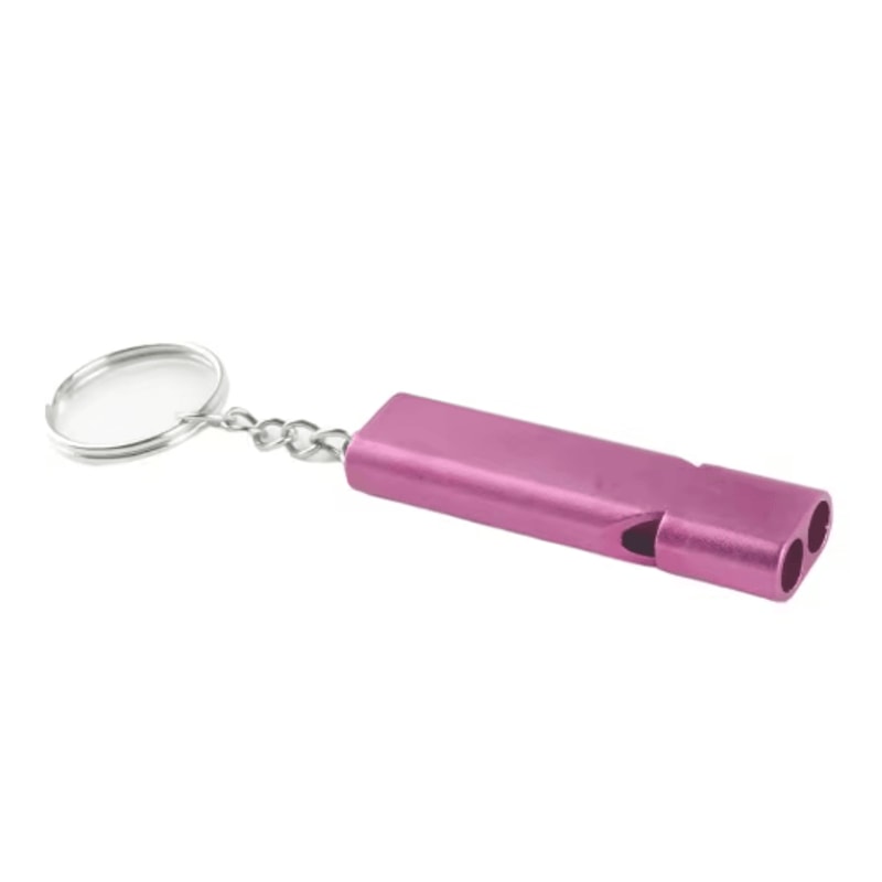 Emergency Whistle Keychain Aluminum Alloy Double Hole Survival Whistle For Outdoor Safety 4