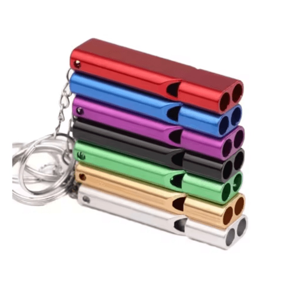 Emergency Whistle Keychain Aluminum Alloy Double Hole Survival Whistle For Outdoor Safety 13
