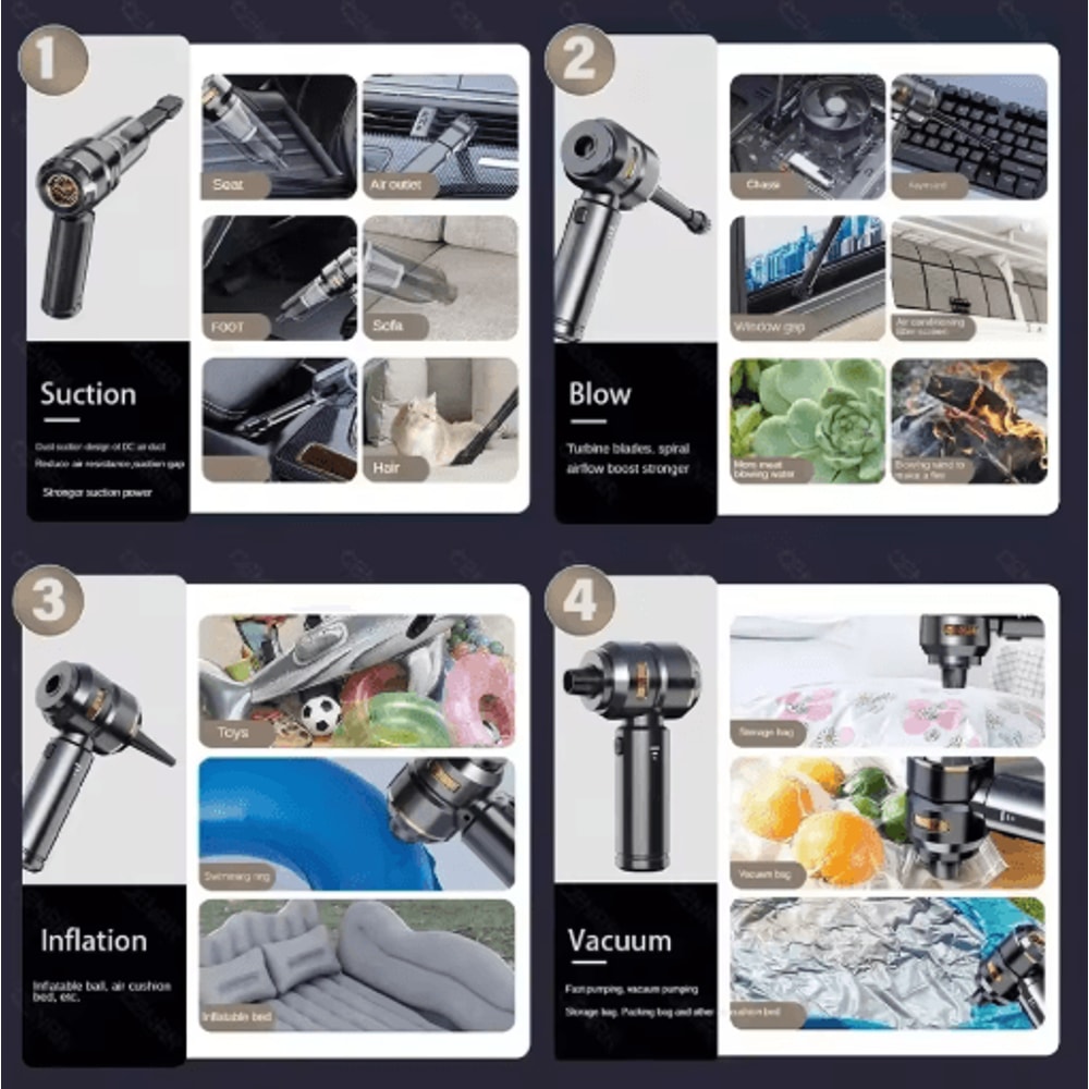 CENRR 998000PA Car Vacuum Cleaner Wireless Handheld Powerful Portable Cleaner 8